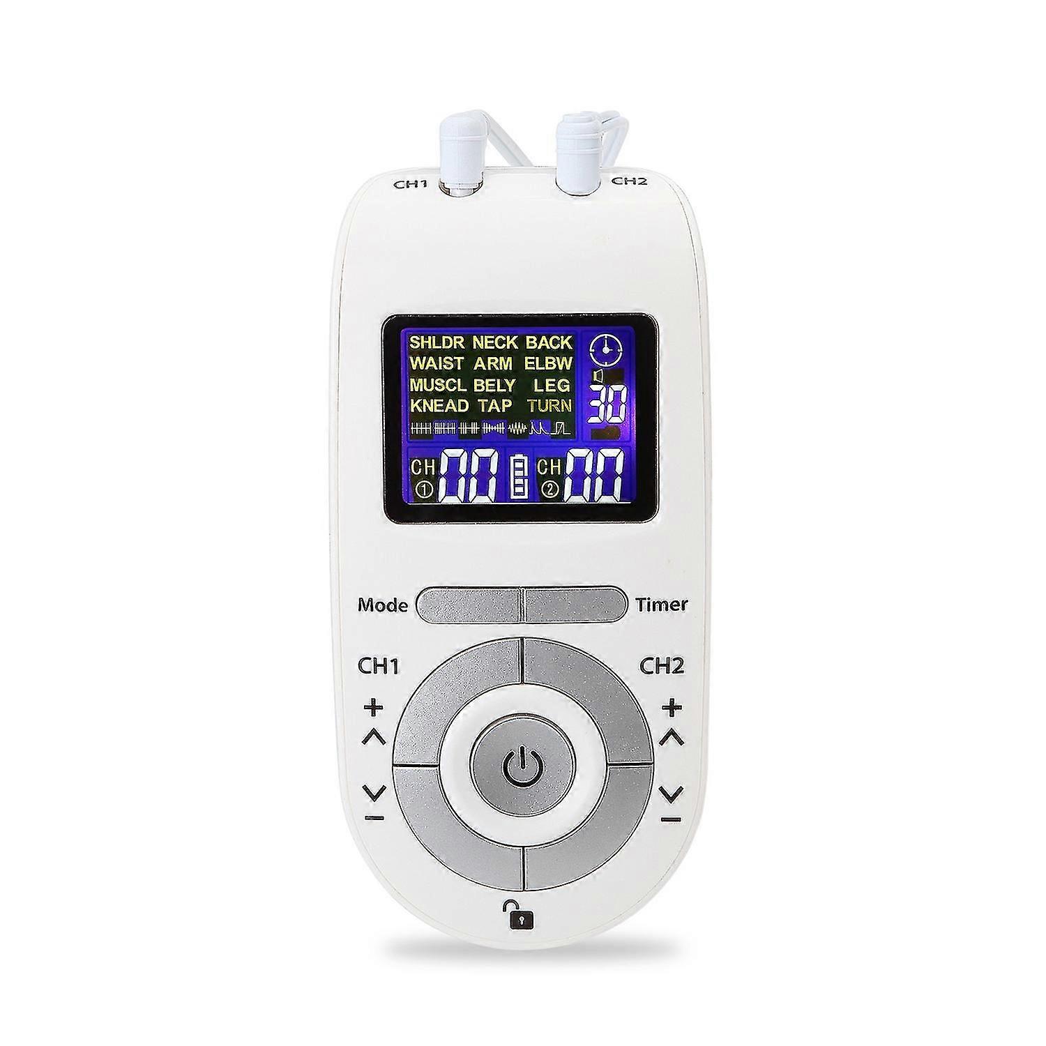 Portable Dual-Channel TENS&EMS Device Pulse Massager Muscle Stimulator Unit 12 Massage Modes 40 Stre
