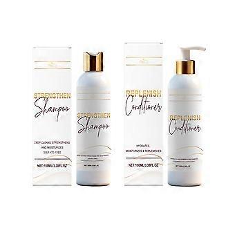 Strengthen Hair Shampoo + Replenish Conditioner,  All-Natural for Hair Growth & Repair, Deep Hydrating, Natural Formula for Elasticity & Detangling