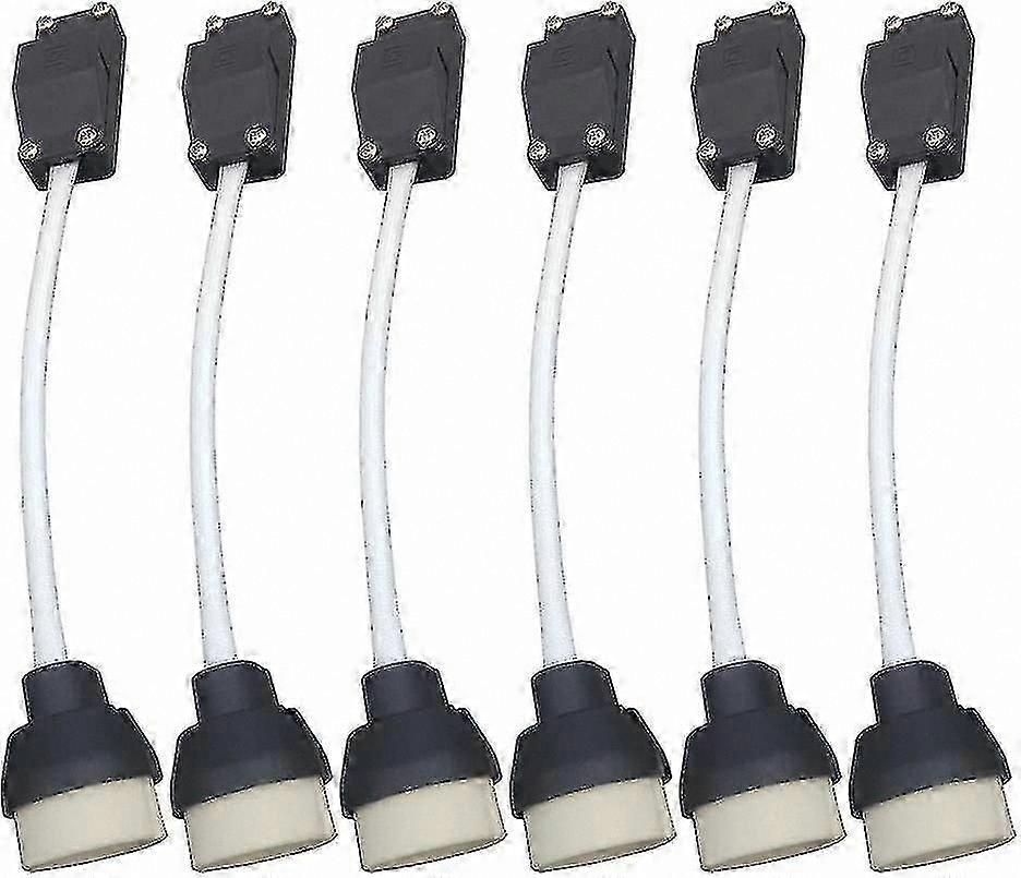 6-Pack GU10 Ceramic Lamp Holder with Terminal Block, Cable, and Insulation Sleeve for LED and Halogen Bulbs