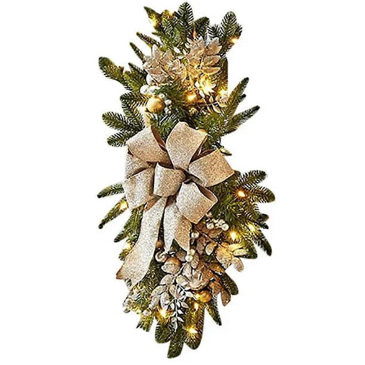 QT - Christmas Nordic staircase wreath golden with light 50cm