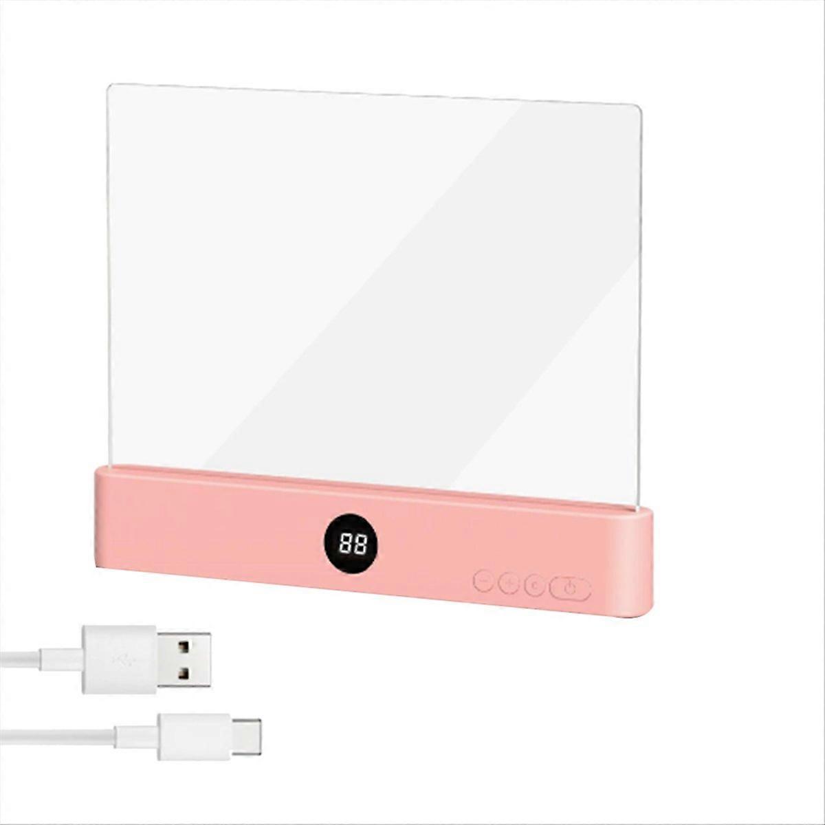 Book Light, Rechargeable Clear LED Flat Reading Light Pink