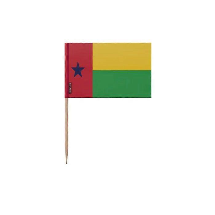 Toothpicks Guinea-Bissau Flag - 8 cm - 100 pieces - Adhesive plastic - Bamboo stick - Pixelforma