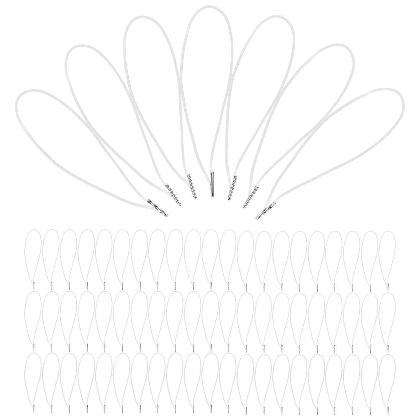 100pcs Elastic Cord with Metal Ends - 4.9" Stretch Loop Band for Masks DIY Crafts Party Hats Menus & Badges - Round Elastic String for Fastening Book 