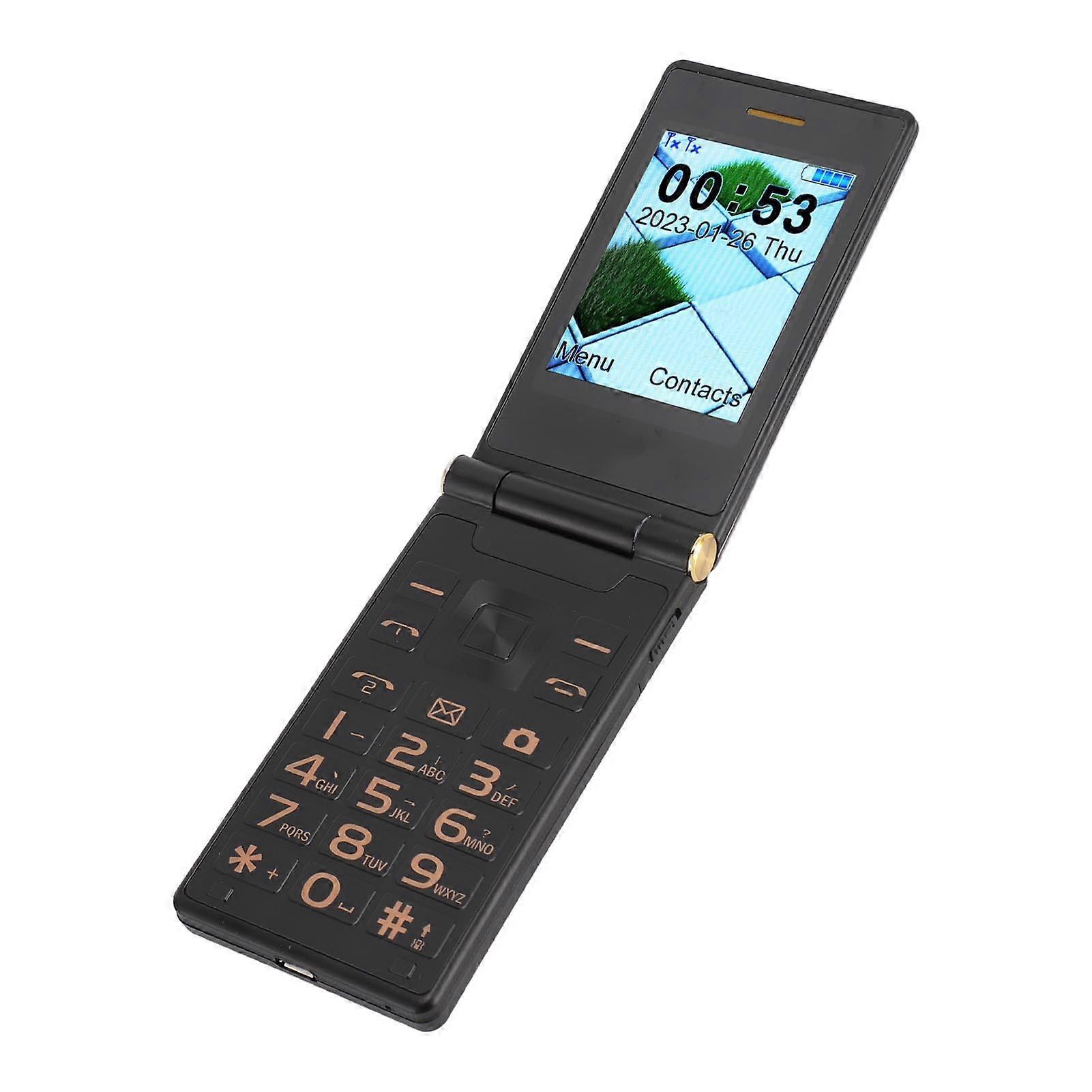 Senior Flip 4G Mobile Phone Large Buttons High Volume Dual Screen Dual SIM Dual Standby 5900mAh Support Flashlight Camera Music Player Tarnish 