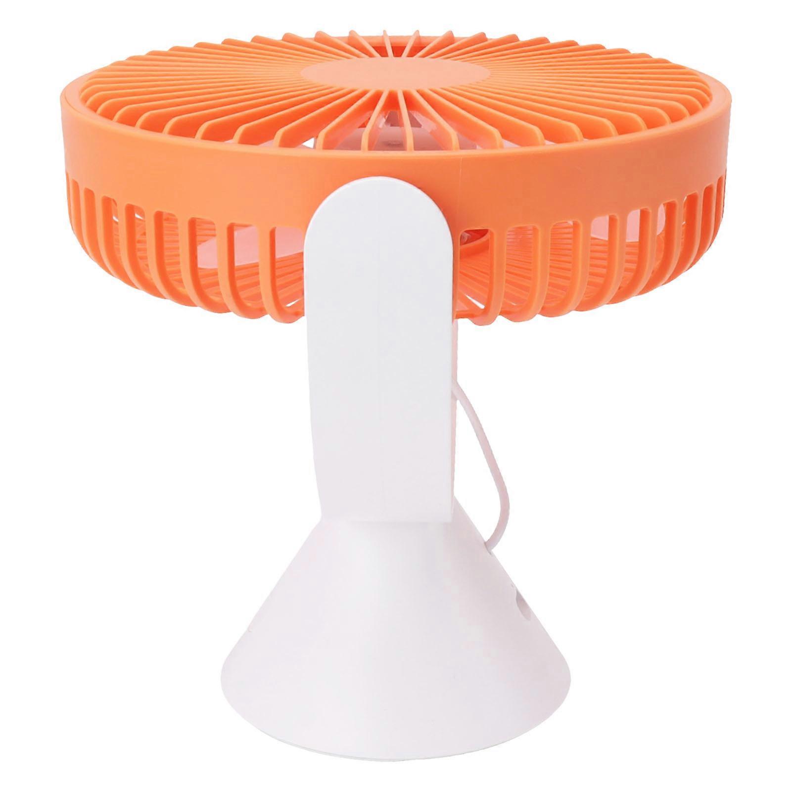 Mini Desk Fan with Hook USB Rechargeable 3 Speeds Wind Quiet 360° Rotation for Home Dorm Bedrooms Office Camping Orange 