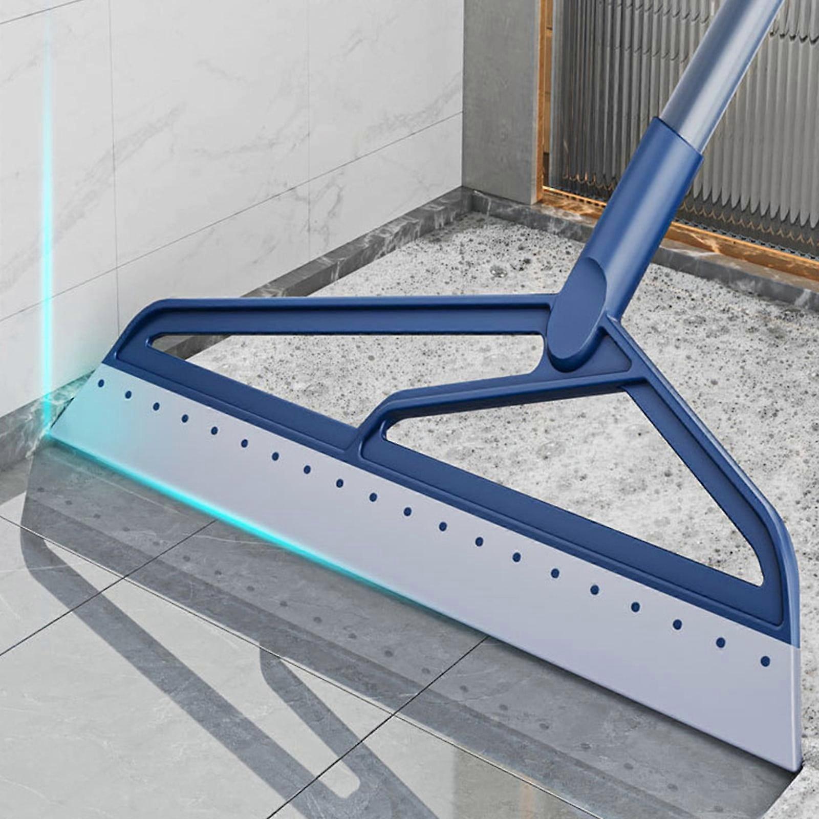 YANHAIGONG Broom & Dustpan Set, Adjustable Handle, Floor Squeegee with Rubber Wiper, Compatible with Tile, Garage, Bathroom, Window