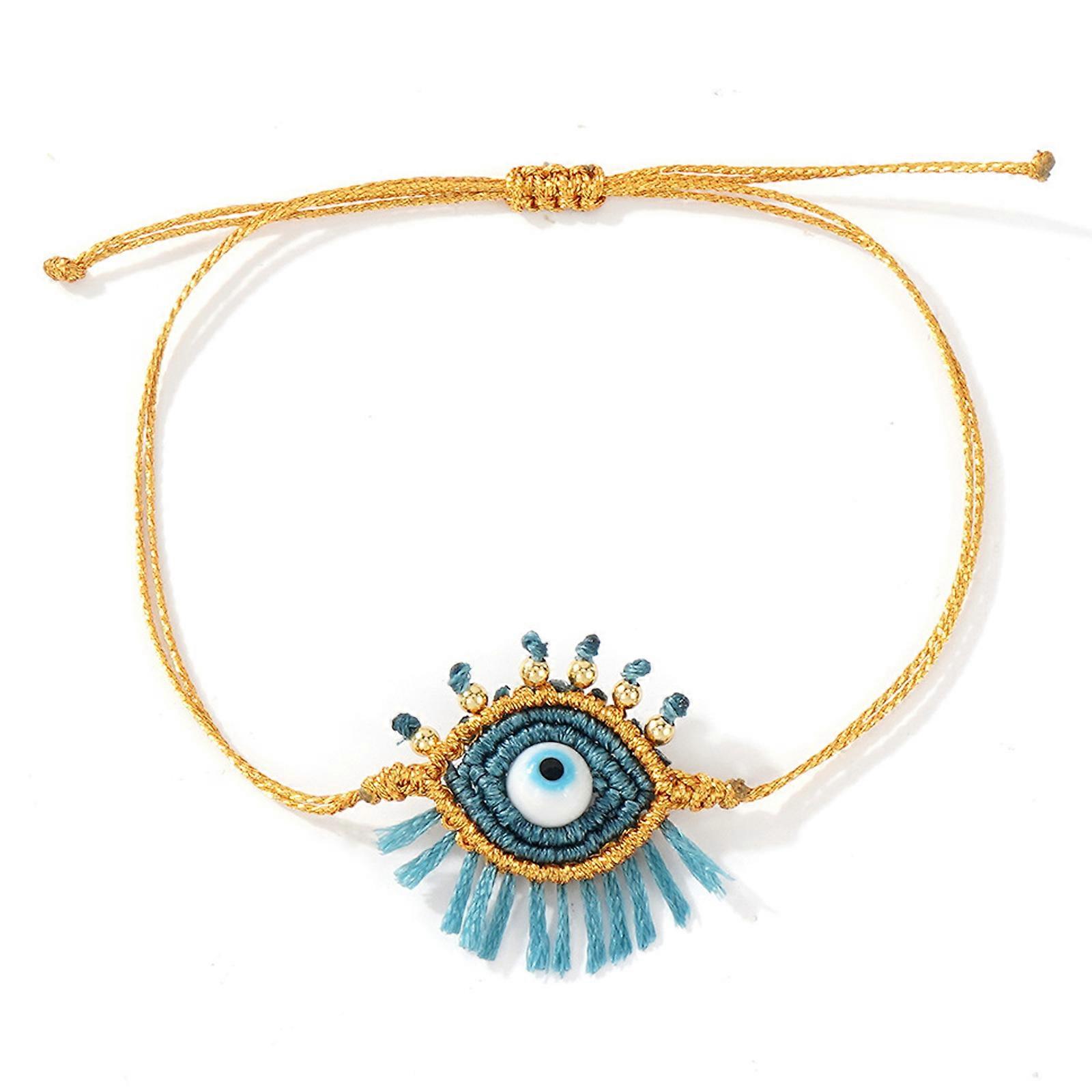 Minimalist Eye Bracelet With Adjustable Chain Secure Closure Handmade Wrist Accessories For Creative Layering Look Multicolor