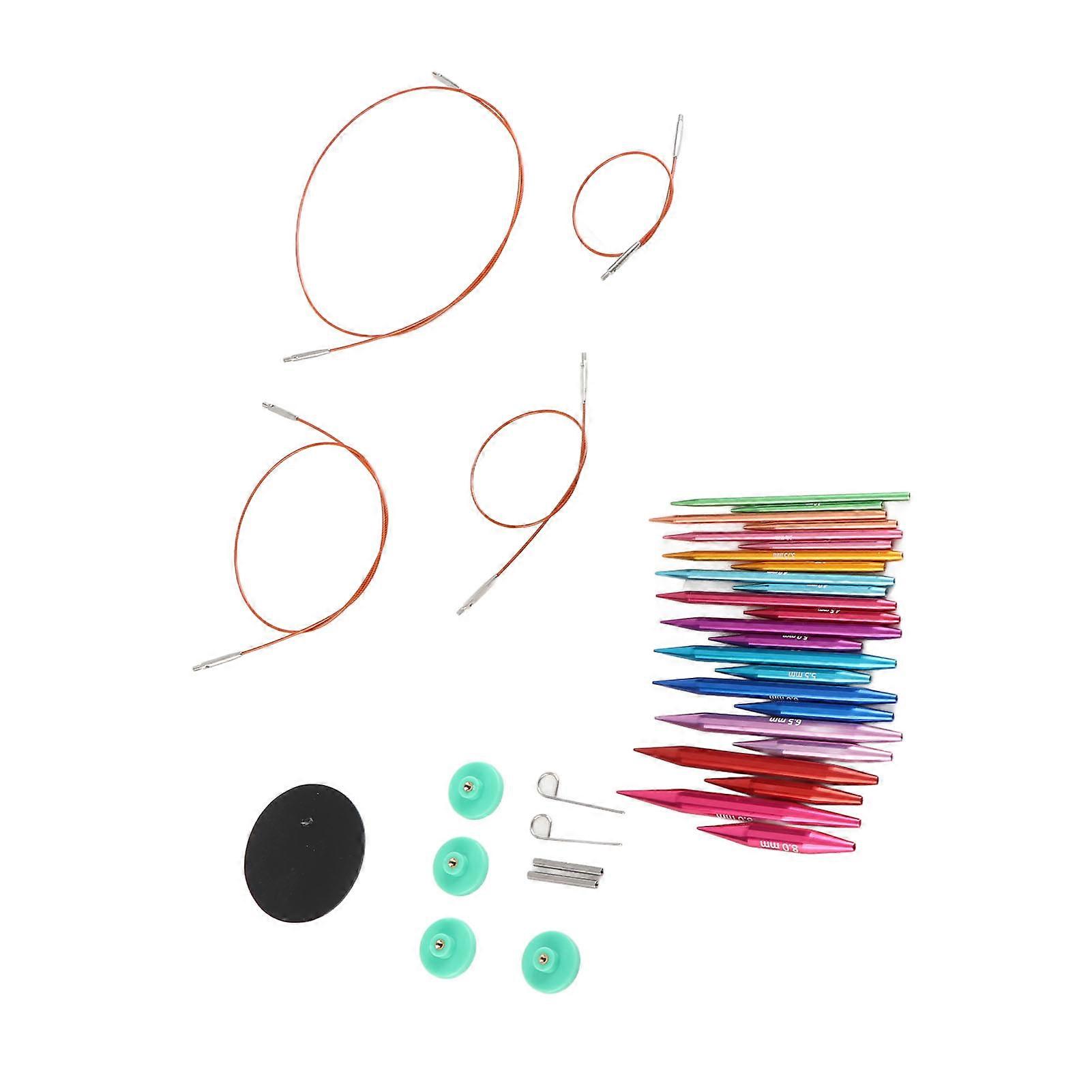 Circular Knitting Needle Set 3 to 8mm Interchangeable Assorted Colors Circular Needle Set with Storage Bag for Craft
