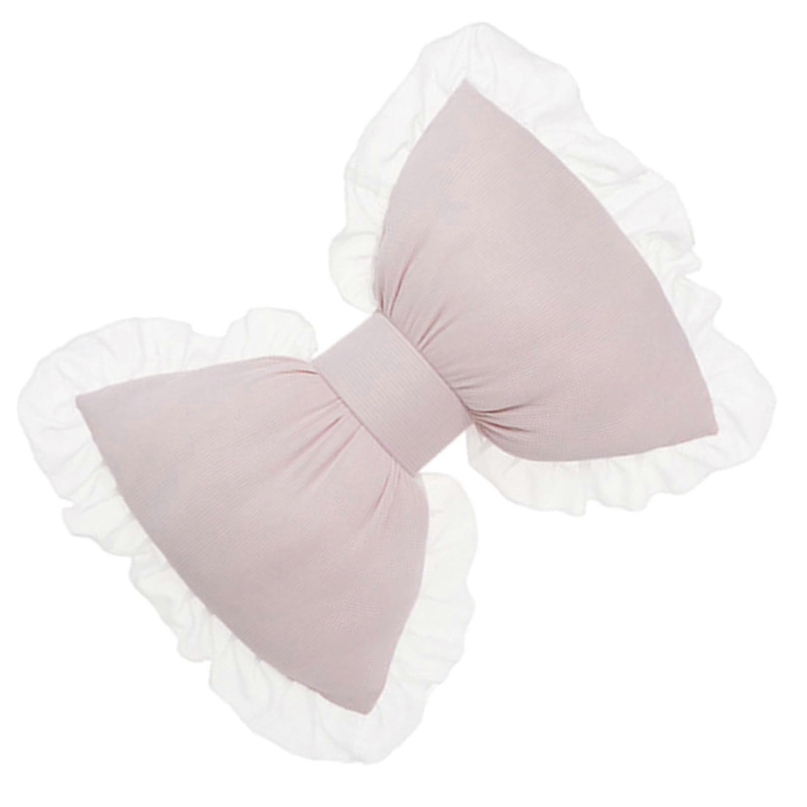 Decorative Bowknot Pillow, Lace Trim, Car Backrest Pillow, Pink, Soft And Comfortable For Home Decor, Sofa, Couch, Bed