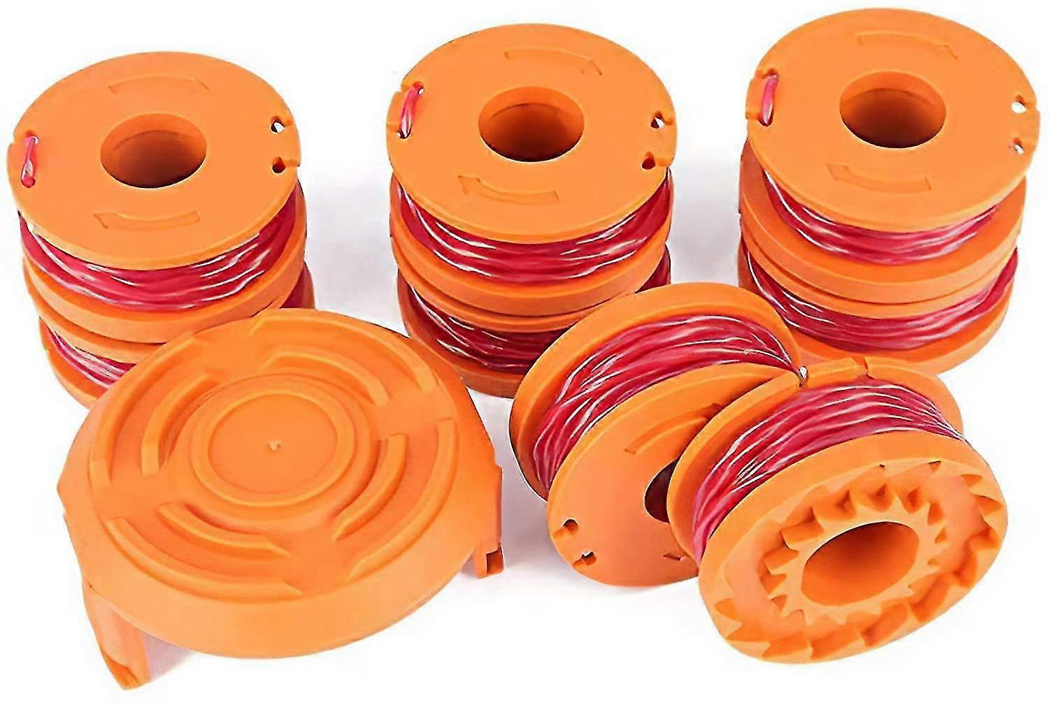10ft String Trimmer Replacement Spool Line For Worx, 9 Pack (8 Pack String Trimmer, 1 Trimmer Cap)
