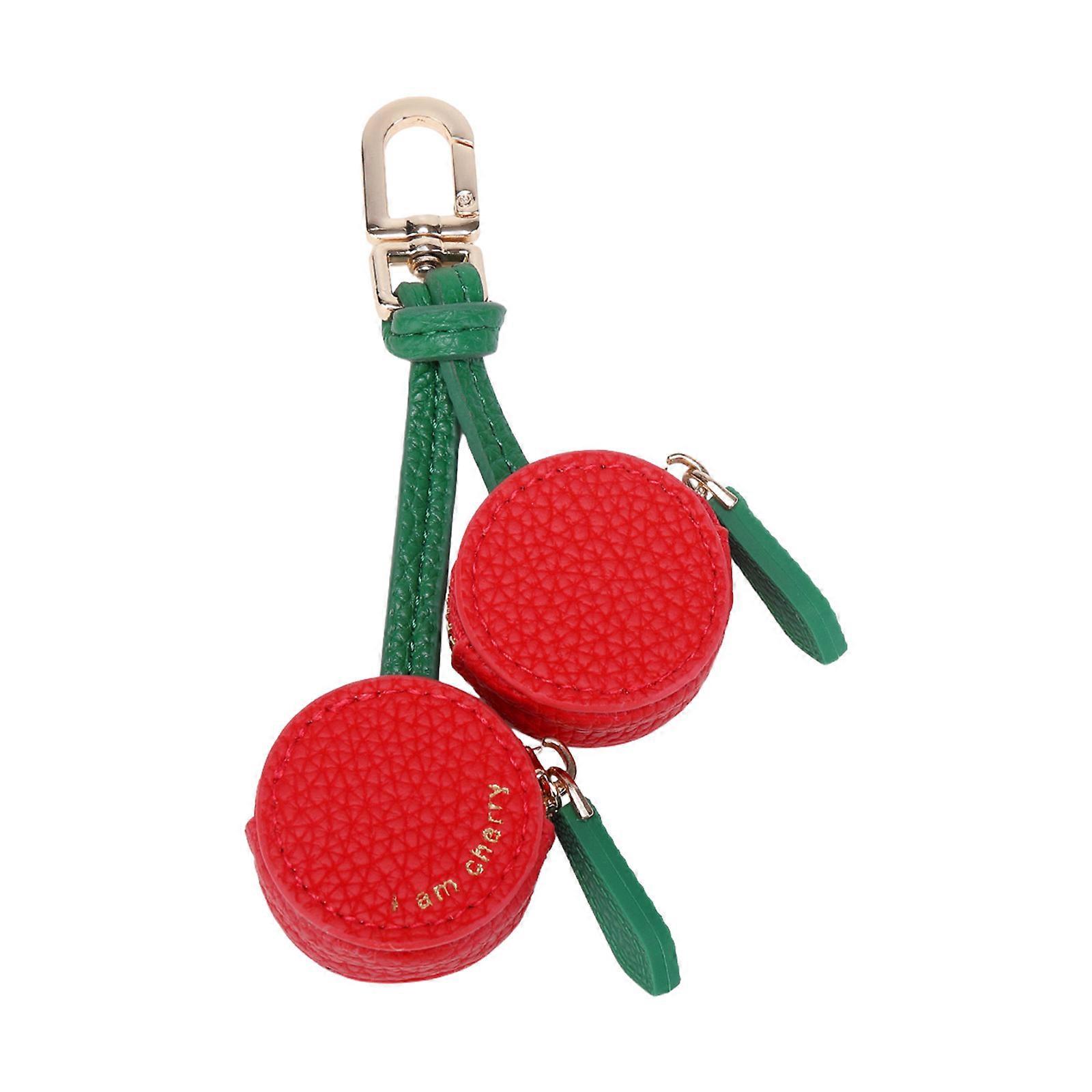 Cherry Key Holder with Soft Color Design Portable Adorable Accessory PU Texture Perfect for Backpacks Friendship Gifts Multicolor