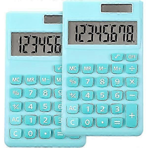 2pcs basic standard calculator, Mini digital desktop calculator with 8-digit LCD screen.
