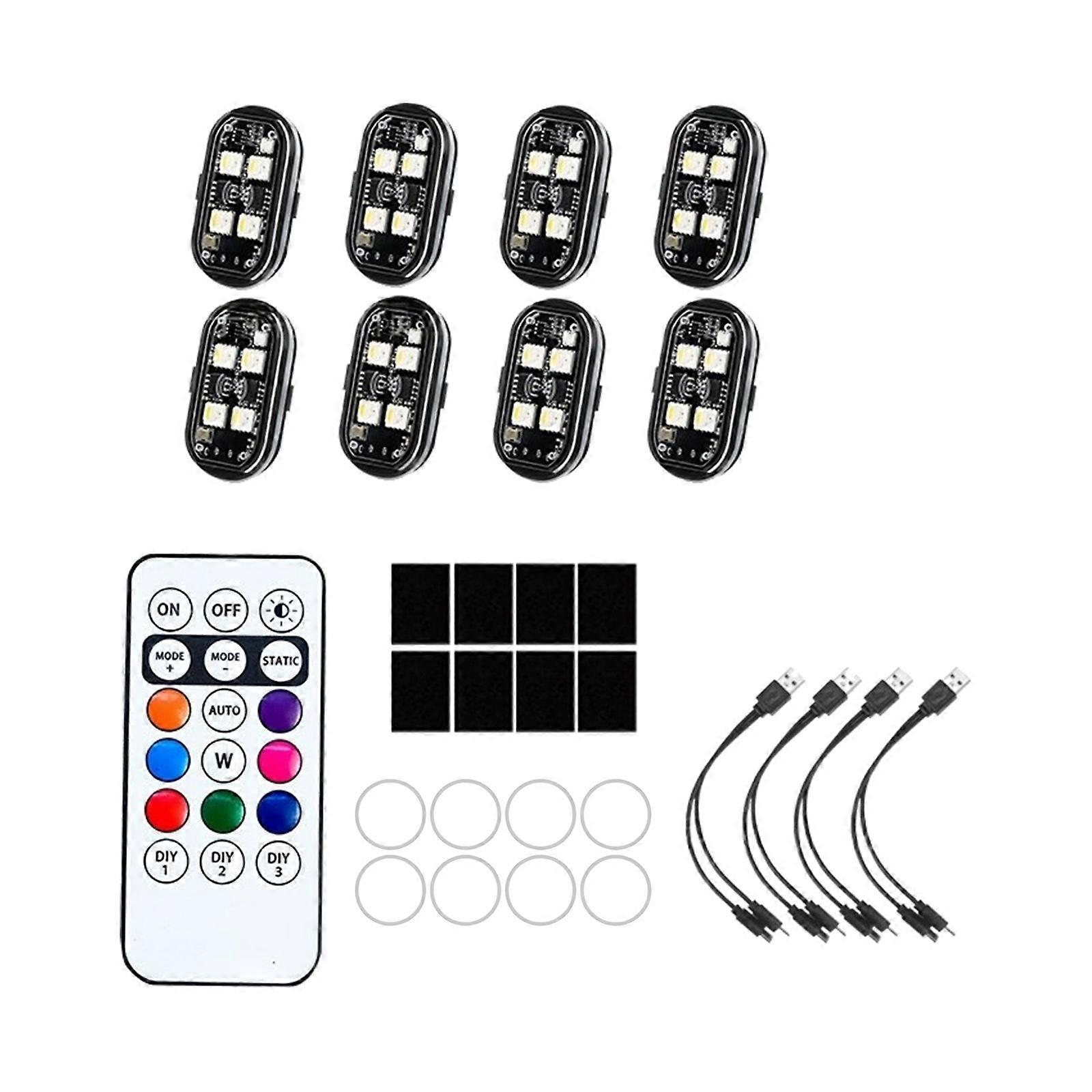 LED Emergency Warning Light Wireless LED Strobe Light with Remote Control for Car Motorcycle Aircraft Bike 8 Color Multicolor