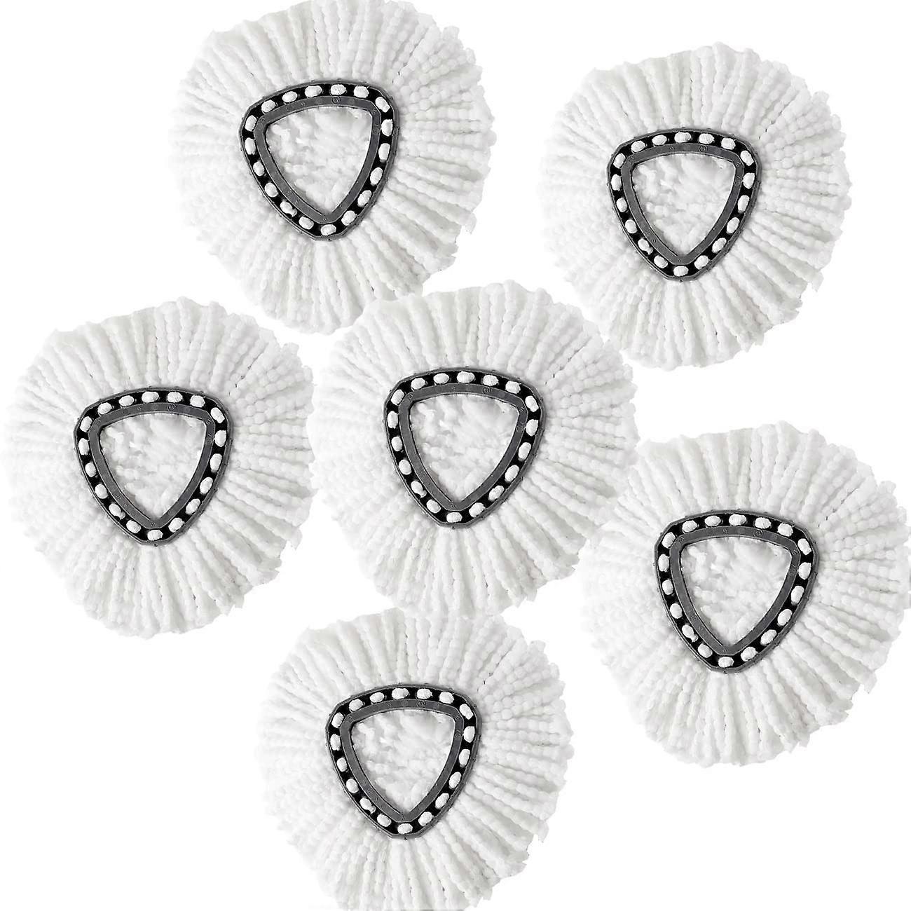 6 Pack Microfiber Spin Mop Head Refills for Easy Floor Cleaning, Replacement Pads Compatible with Most Round Mop Systems