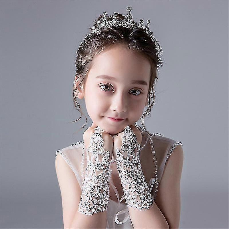 Girls Princess Gloves Girls Dress Glove Lace Diamond Photography Costume Haoyi