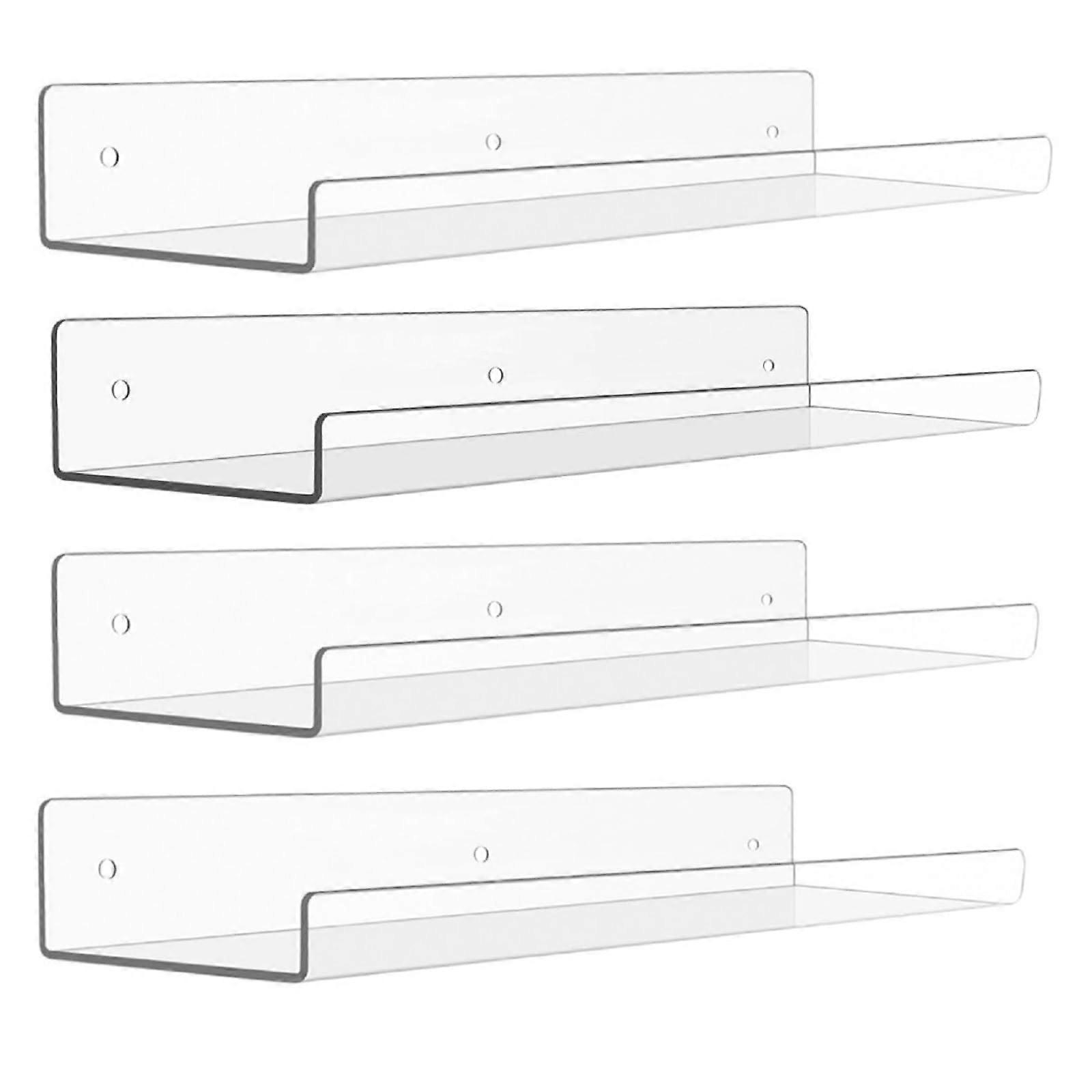Set of 4 Clear Acrylic Floating Wall Shelves for Photo Album and Vinyl Record Display