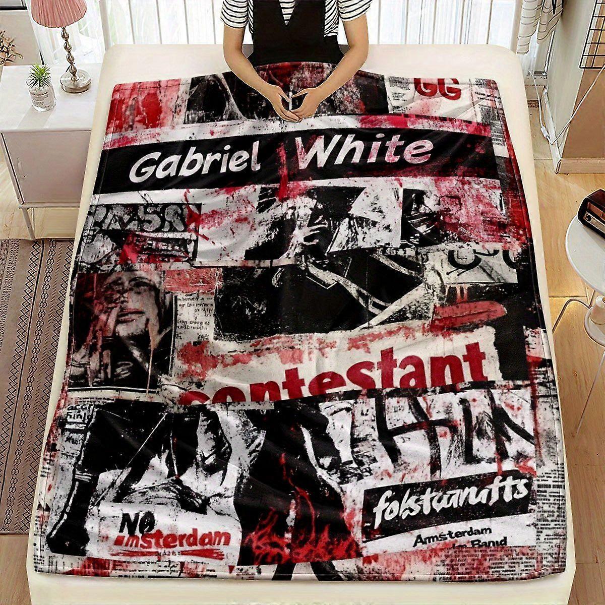 Contemporary Polyester Fabric Throw Blanket - Vibrant Digital Print, Soft and Comfortable, Multi-Purpose for Bedding, Pi-POKJH424