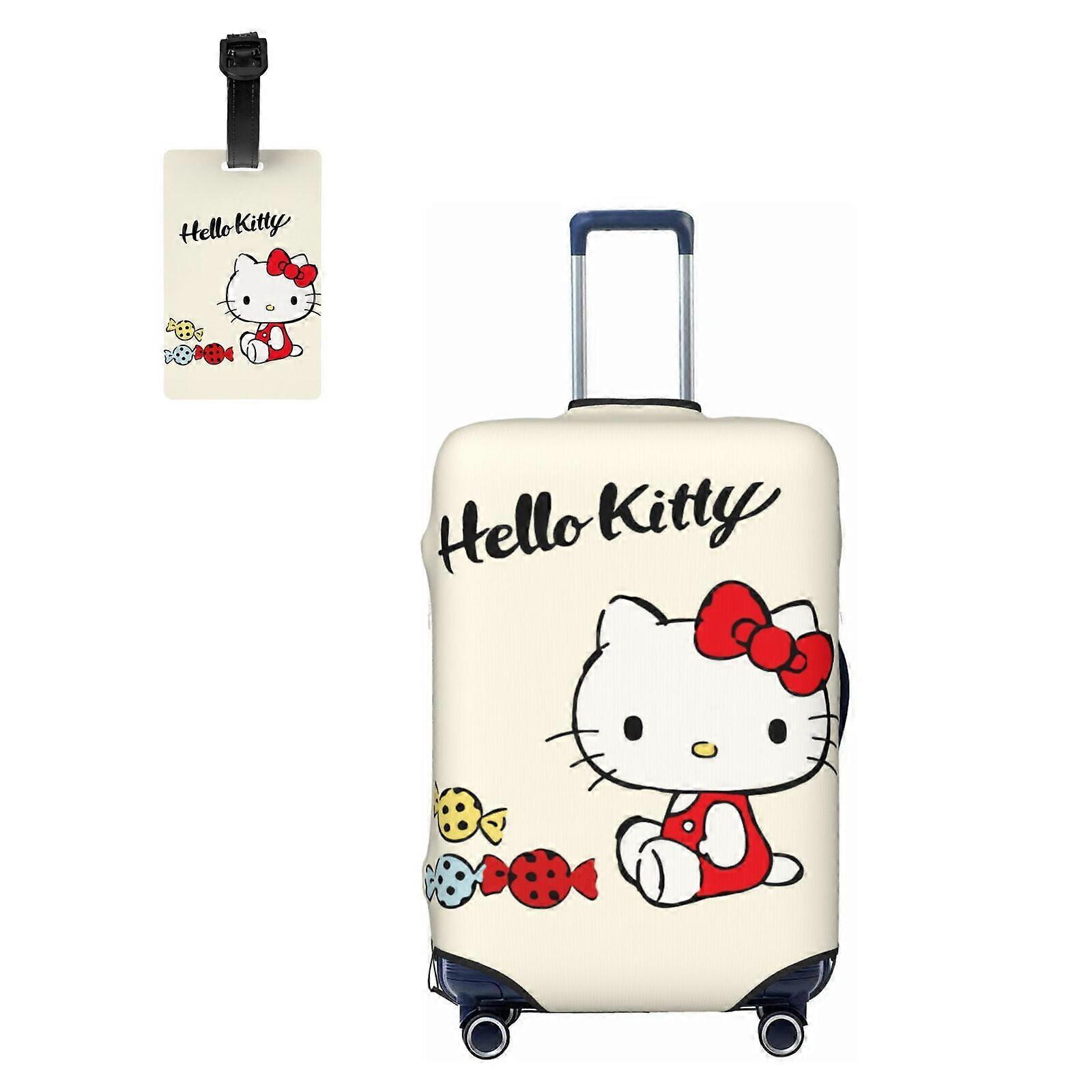 Capa protetora para mala de viagem Hello Kitty, capa elástica lavável para mala de 22" a 24" com zíper oculto, compatível com os padrões