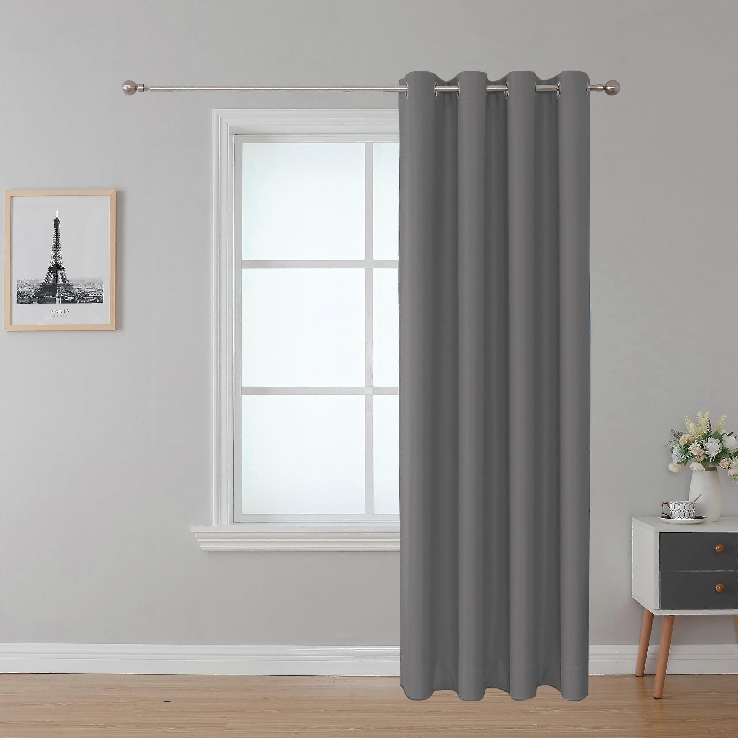 Fire Retardant Blackout Curtains Grey 52x108 for Dorm Room Window Panel (Pack of 1)