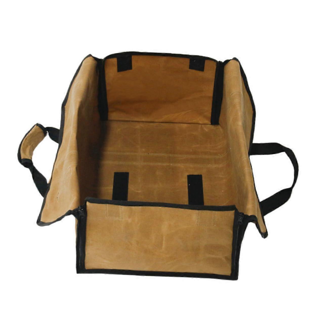 Canvas Firewood Log Carrier Bag with Padded Handles, Buckle Closure and Enclosed Design for Wood Storage and Transport