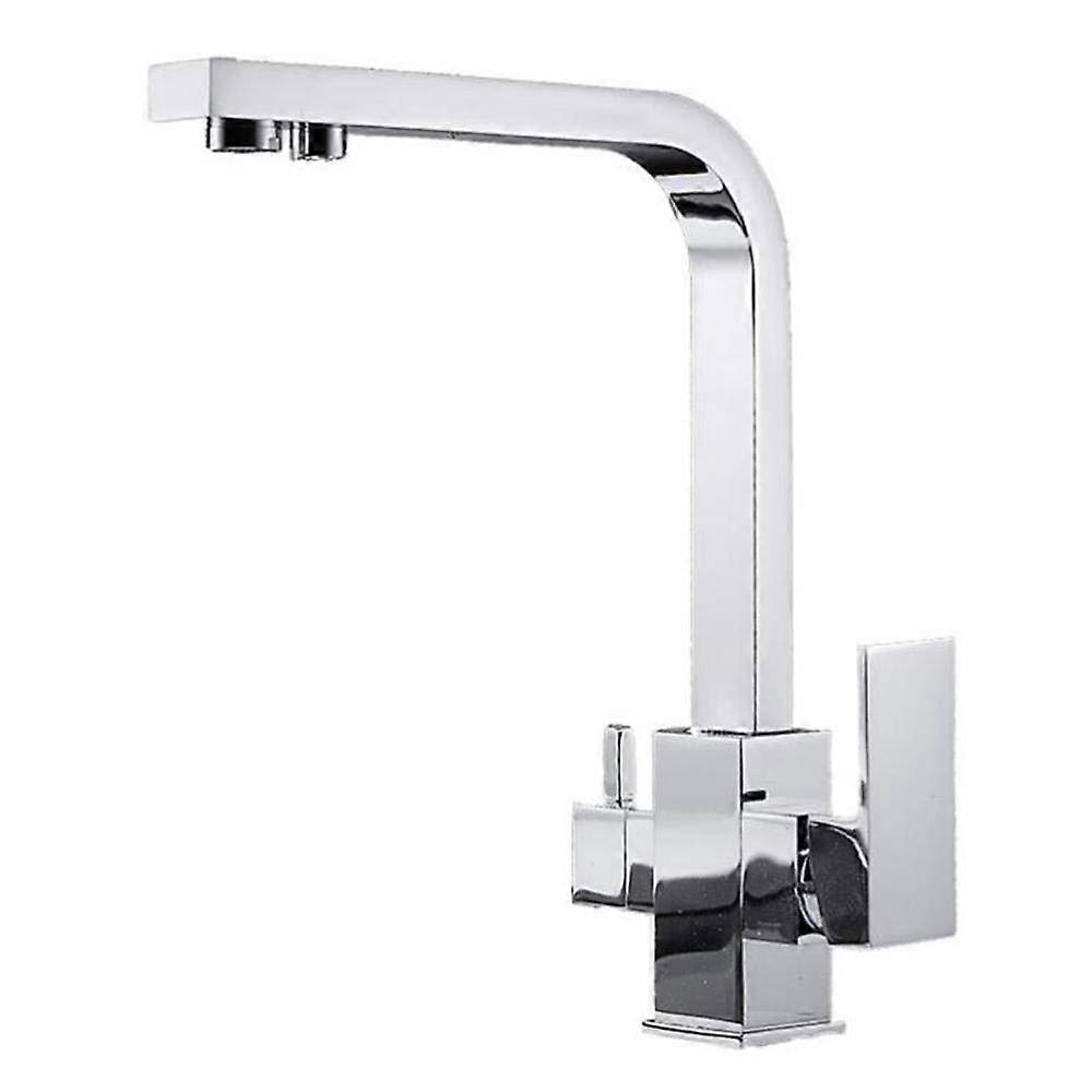 3 Way Kitchen Mixer Tap with Water Filter, Chrome Brass 360° Swivel, Hot Cold Drinking Faucet