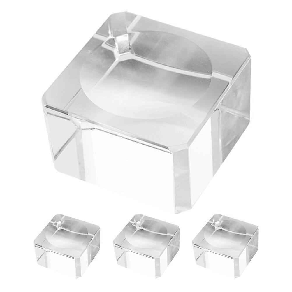 4pcs Crystal Sphere Display Stands Clear Glass Base Holders Square Stone Globe Supports