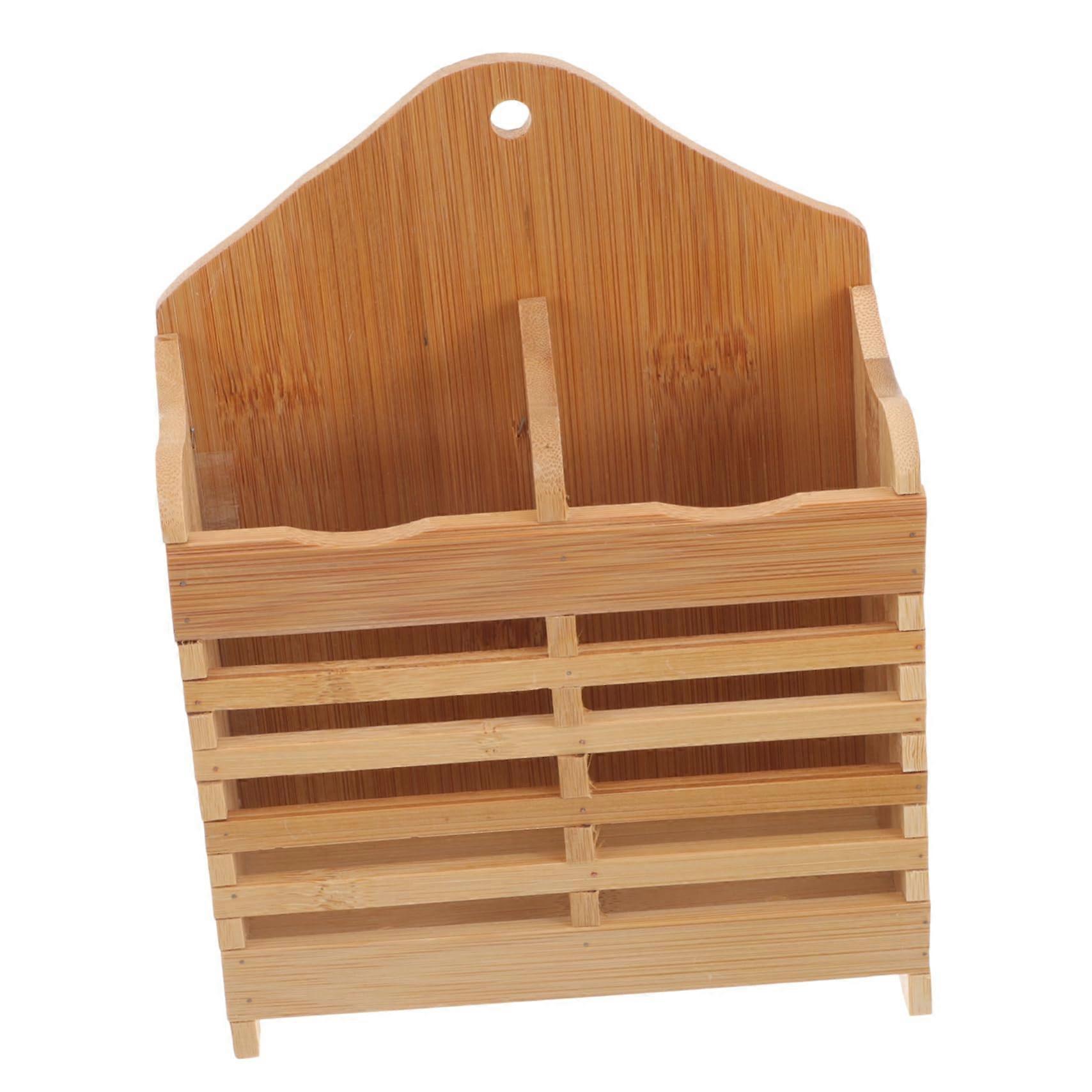 Bamboo Kitchen Utensil Organizer with Large Capacity and Water‑Resistant Design for Tableware Drying