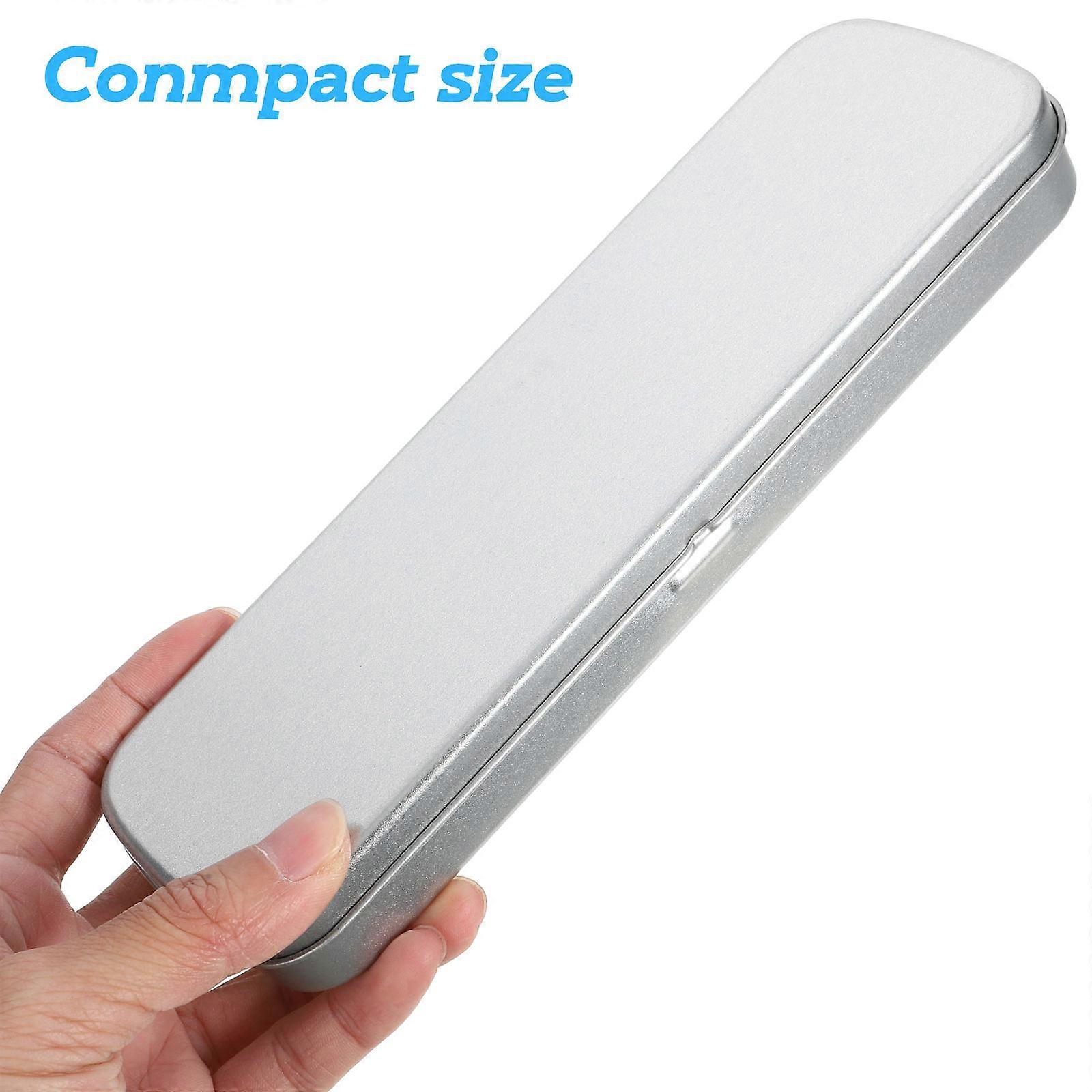 5pcs Pencil Case Iron Tinplate Frosted Single-layer Pencil Case Rectangular Metal Pen Box for Students (Silver