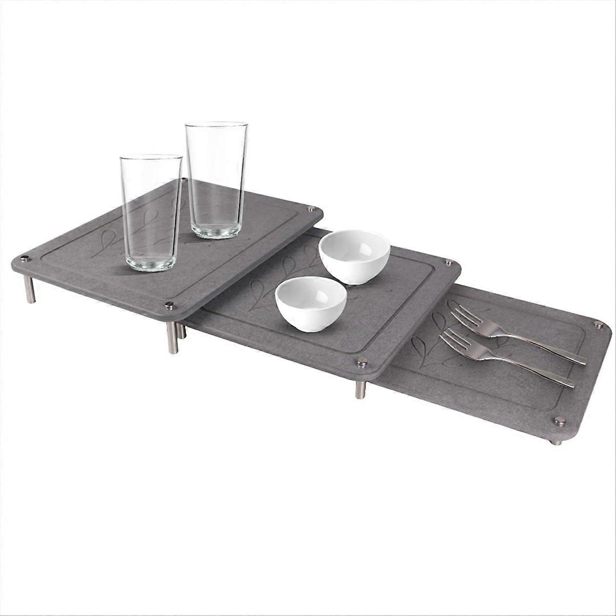 3Pcs Nesting Stone Drying Mat for Kitchen Counter, Super Absorbent Diatomaceous Earth Drying Mat with Non-Slip Feet