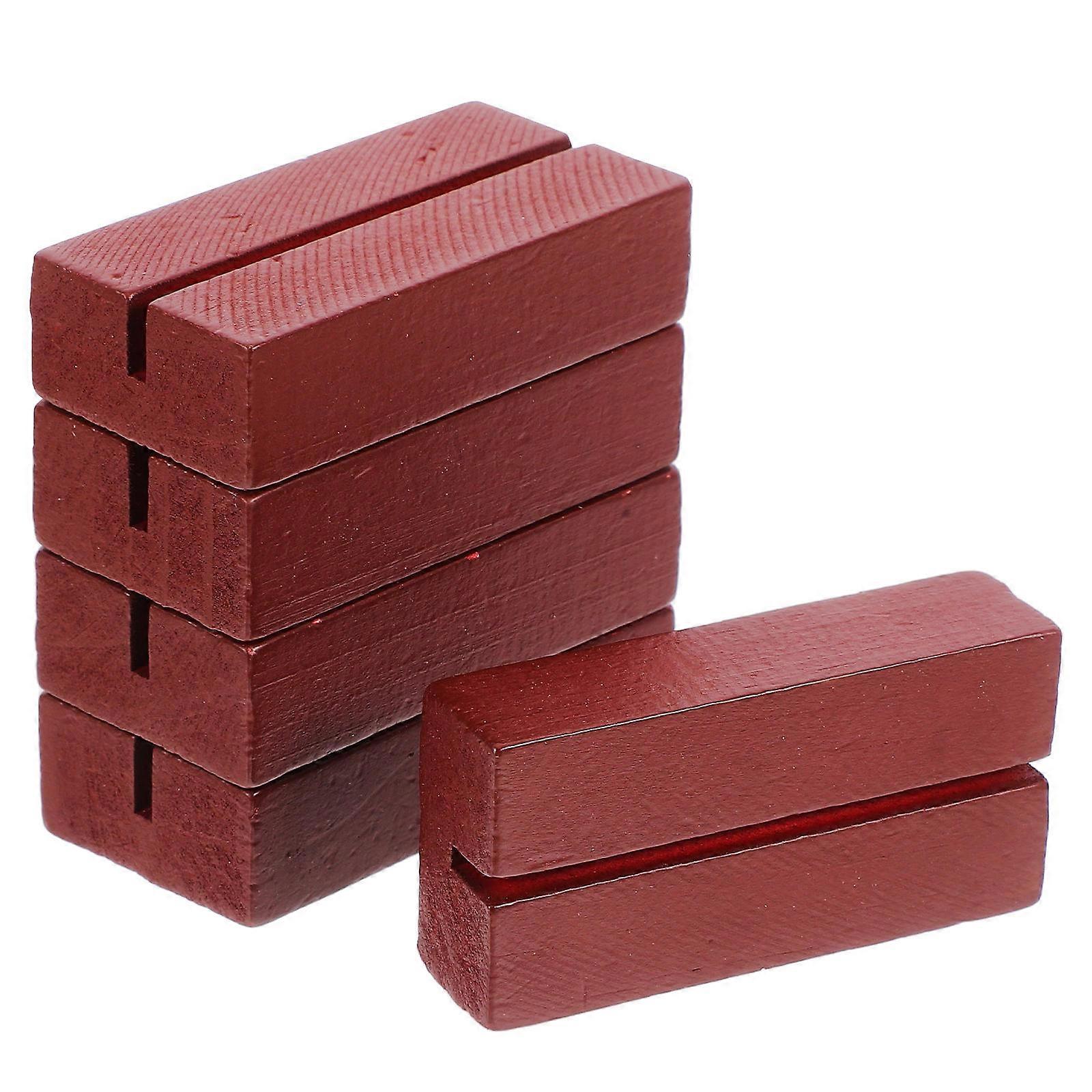 Coffee Wood Postcard Base for Office Card Holding 5Pcs Set