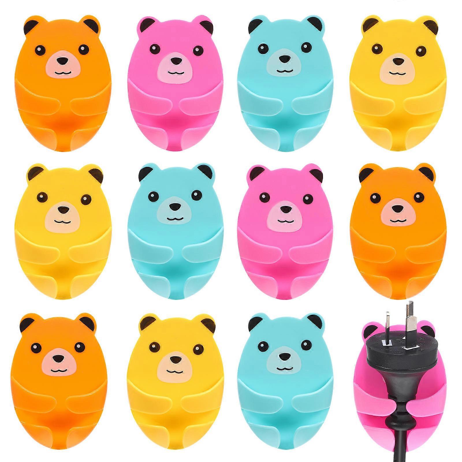 Cord Clips for Wires on Wall Bear Design 12Pcs Power Plug Hook for Kitchen