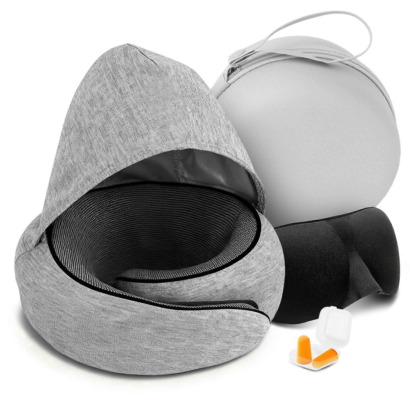 Travel Neck Pillow with Memory Foam, 360° Support, Adjustable Fit, Breathable Cover for Airplane