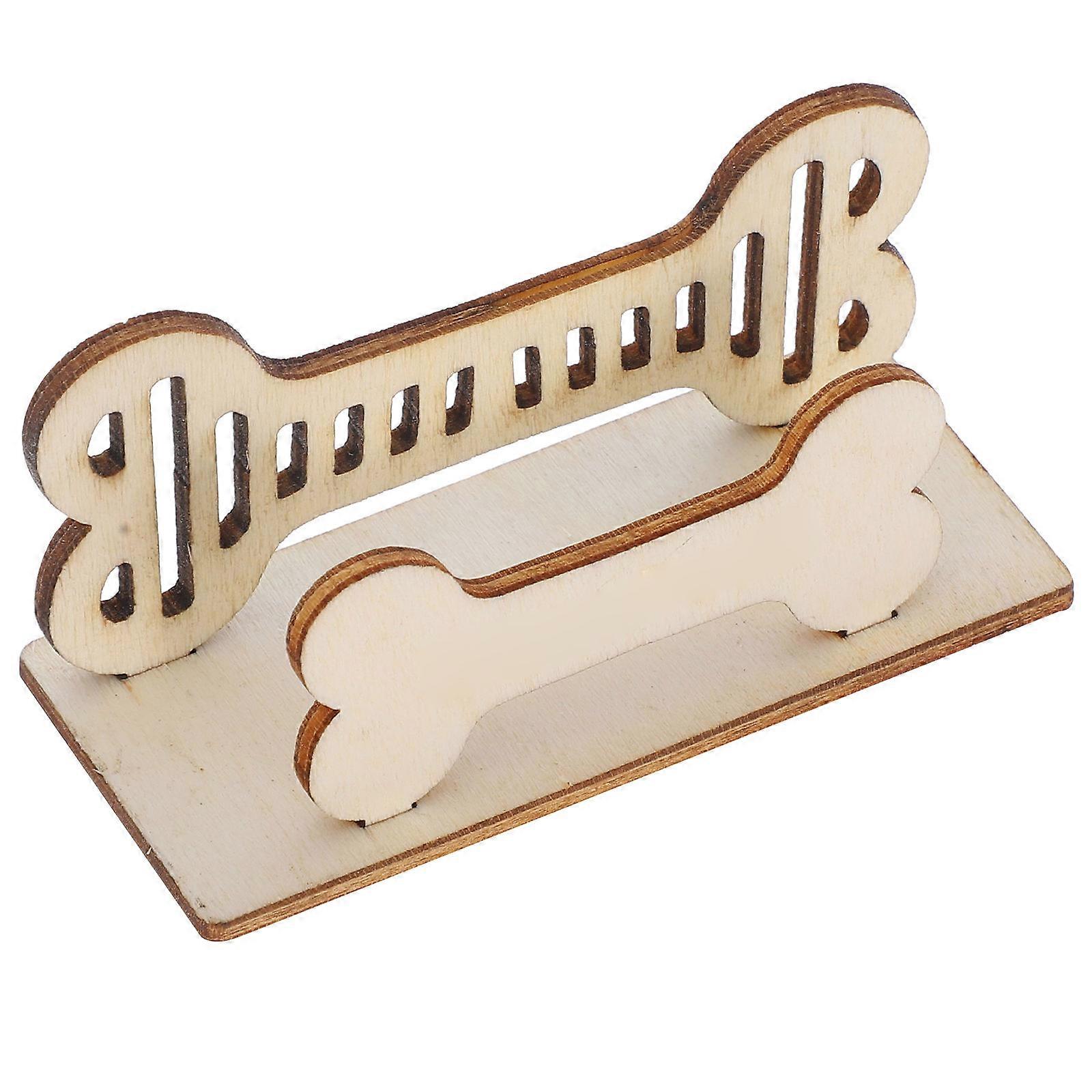 Khaki Wooden Business Card Holder for Display Use Compact and Portable Desk Organizer Size 4.8 x 2.5 x 3.5 Inches