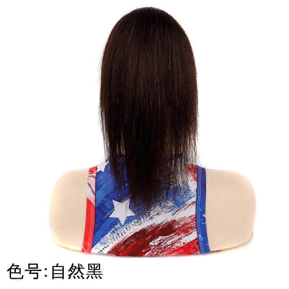 Short wig for women, real hair, short and fluffy, drawstring ponytail, net bag, drawstring short wig ponytail