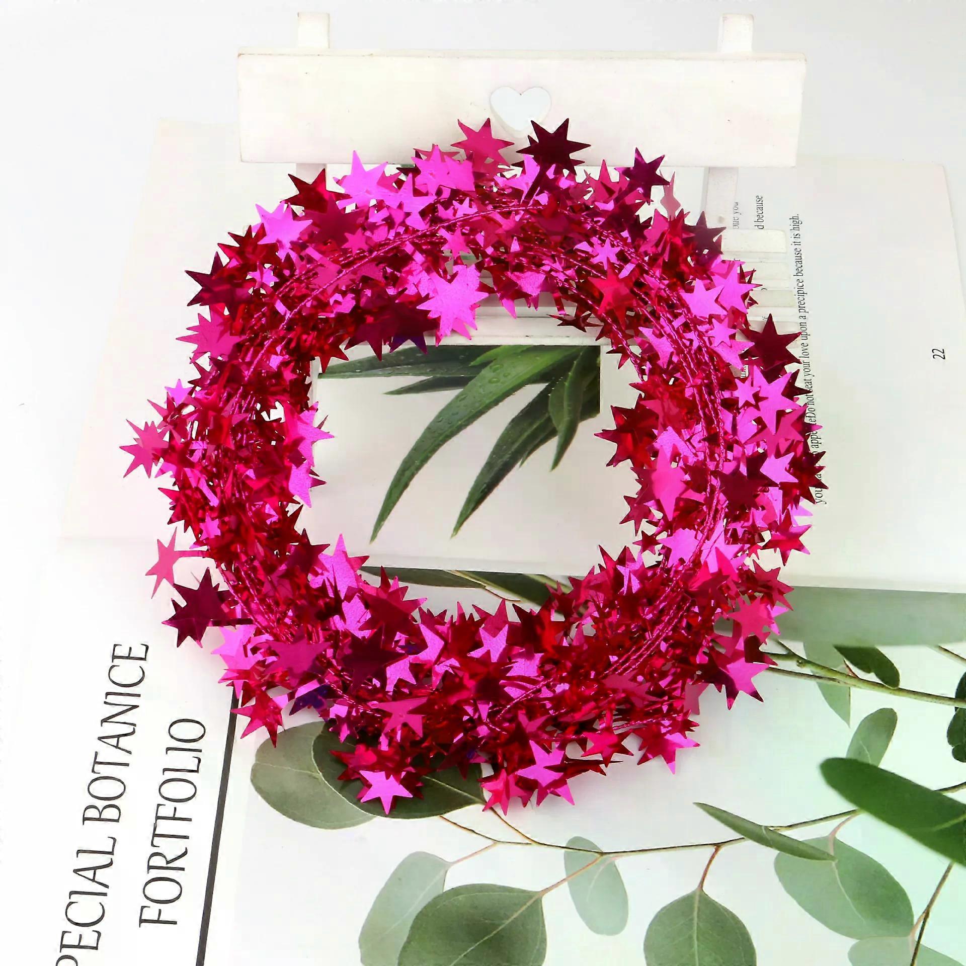 Pendentif d'arbre de no?l, 2 pi��ces, guirlande d'��toiles �� cinq branches �� paillettes, d��coration de la maison avec fleur �� tirer, feuille ��