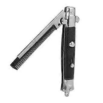 Olio Pettine per capelli Adatto ai viaggi Pieghevole Retro Aspetto Barba Baffi Styling Pulsante Spazzola per capelli per salone