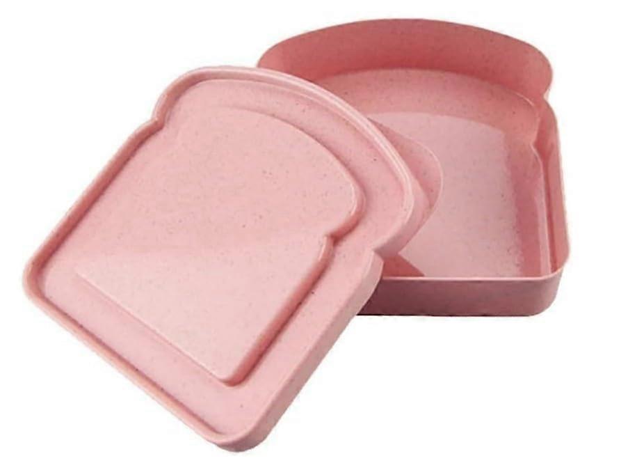 Pink Toast Shape Sandwich Container, Durable Plastic Lunch Box for Compact Bread Storage