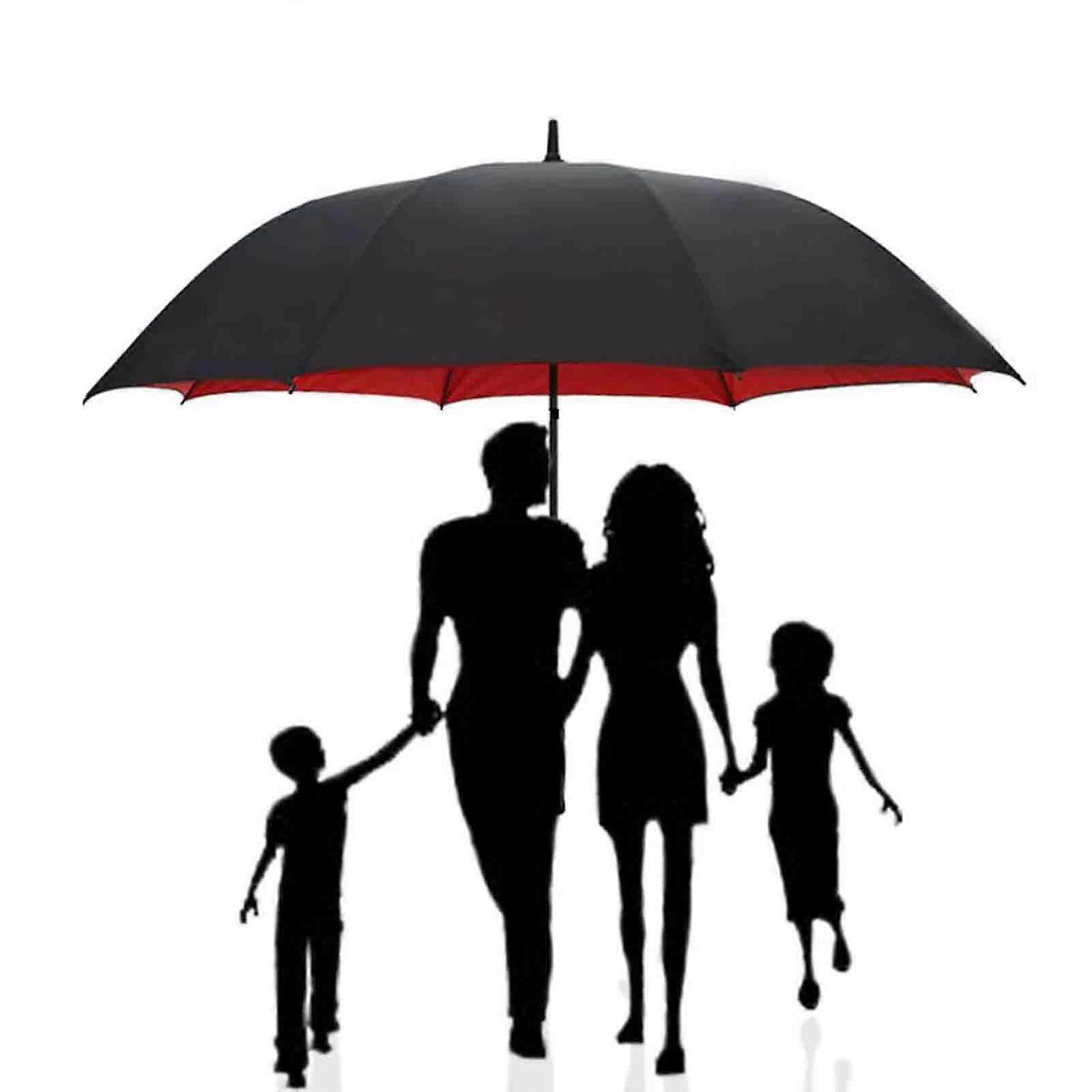 Windproof Golf Umbrella Large 53 Inch Automatic Open Double Canopy Waterproof Sun Protection Red