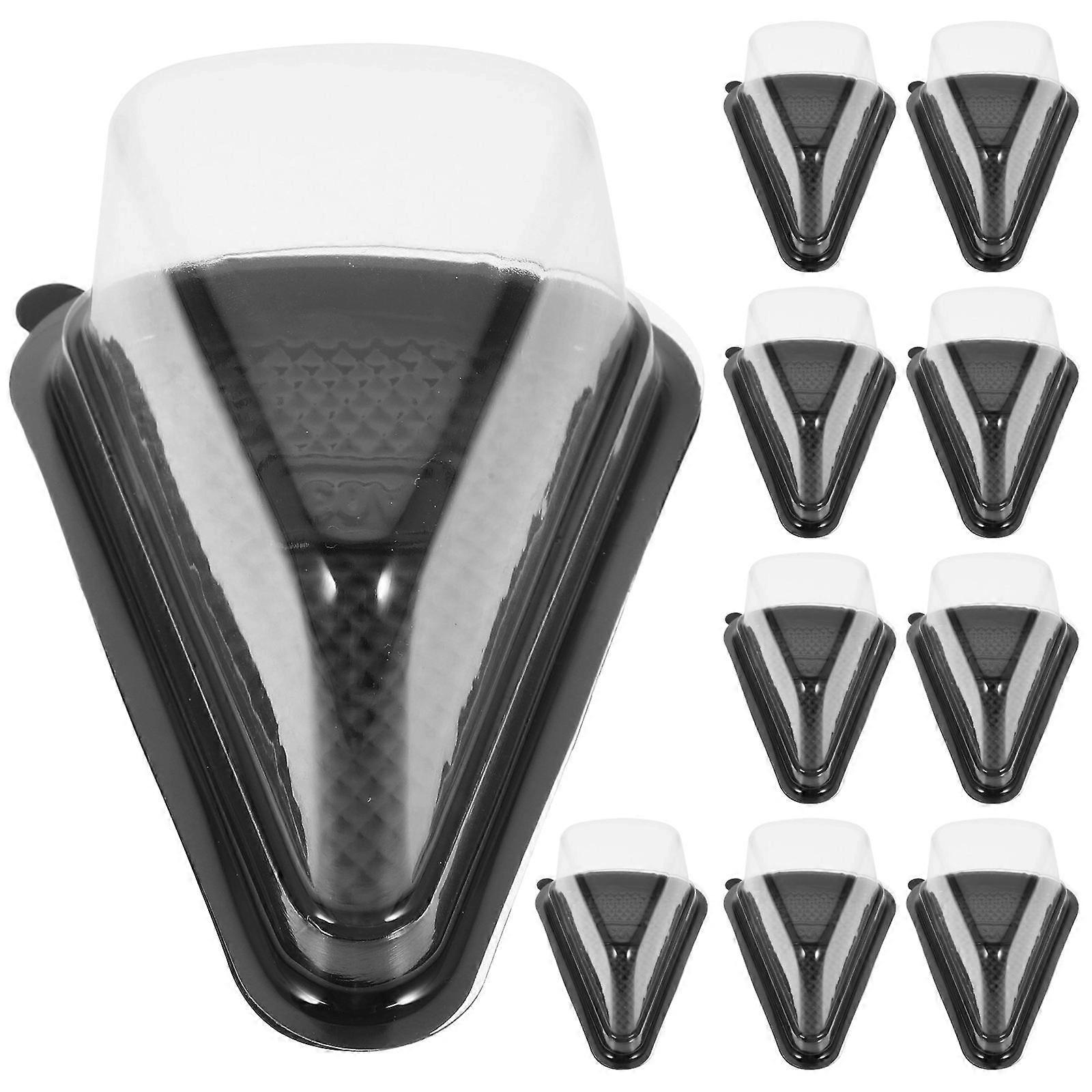 Triangle Cake Boxes Plastic Packaging for Storage 10Pcs Black Bakery Containers