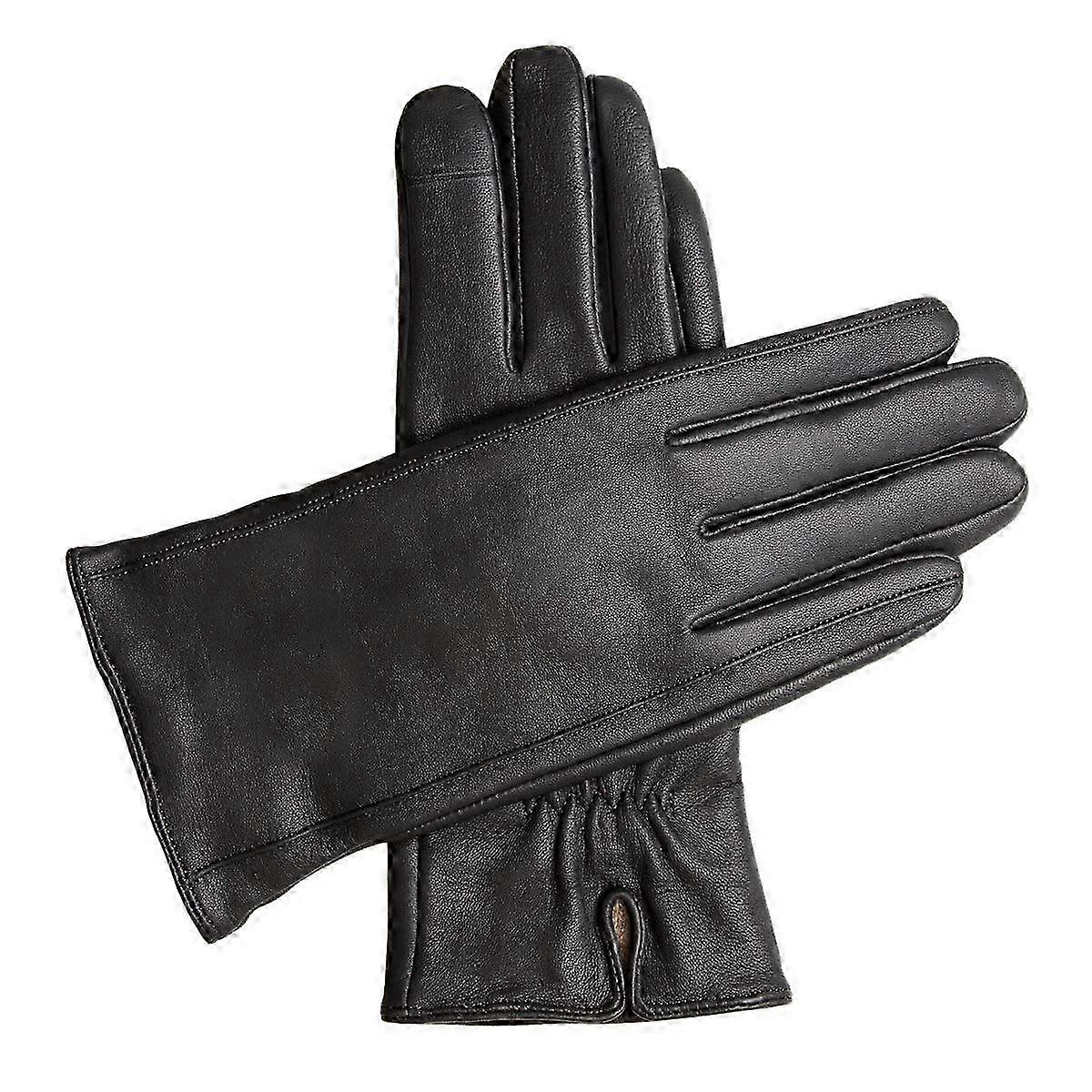 Touchscreen Leather Cashmere Lined Gloves for Winter Outdoor Activities 2025