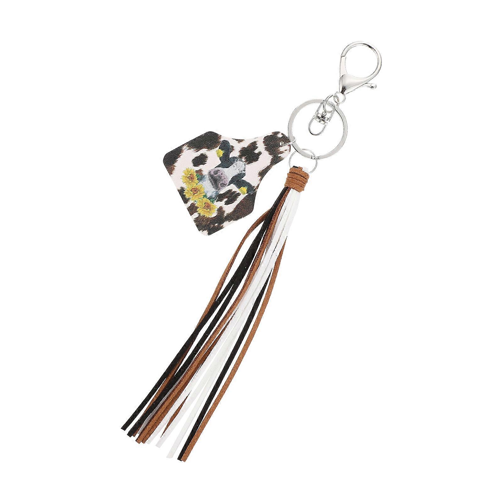 Creative Cow Pattern Key Ring for Decoration 4Pcs Hawaii Tassel Pendant