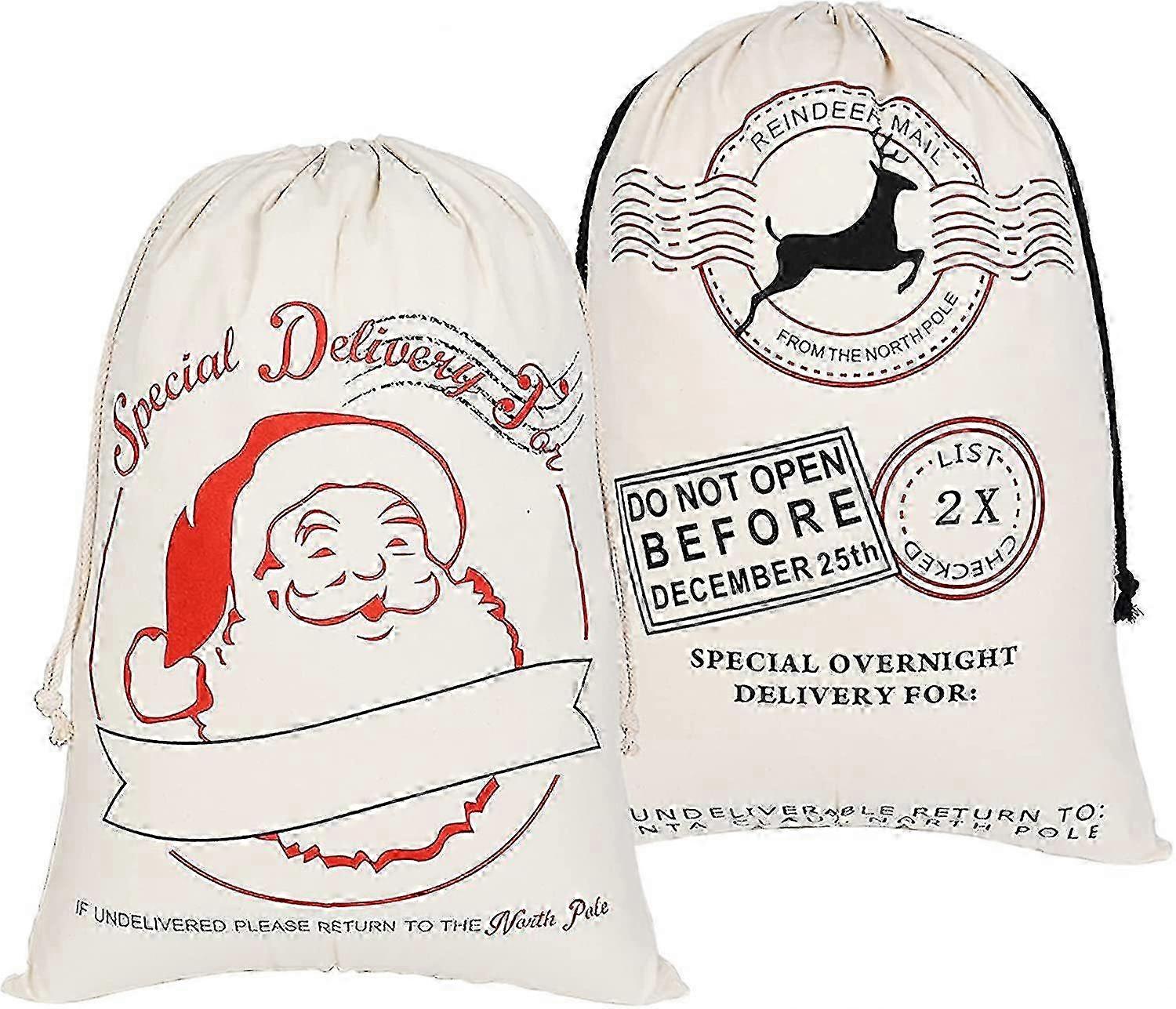 Canvas Christmas Organizer Gift Bag Drawstring Drawstring 2 Pieces(Yu-1) 25-26