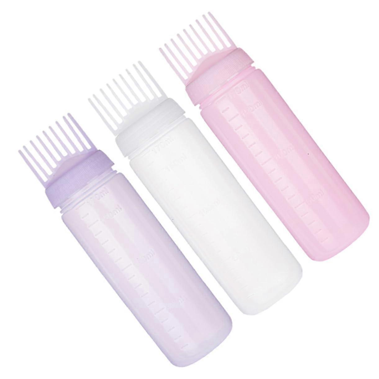 Root Comb Applicator Bottle Set for Hair Dye and Oil, Precise Root Application, Reusable 3 Pack