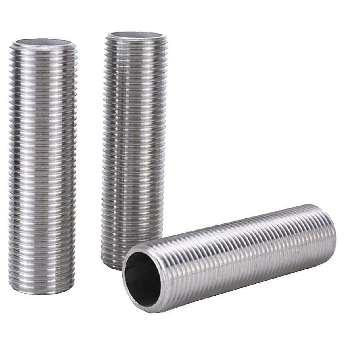 304 Stainless Steel Pipe Fitting Full Thread Nipple, LeakResistant CorrosionResistant, Multiple Sizes