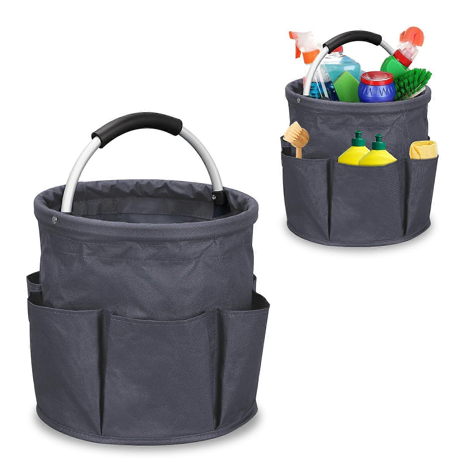 Cleaning Caddy with Handle, 17L Foldable Waterproof MultiPocket Cleaning Supplies Organizer Bag