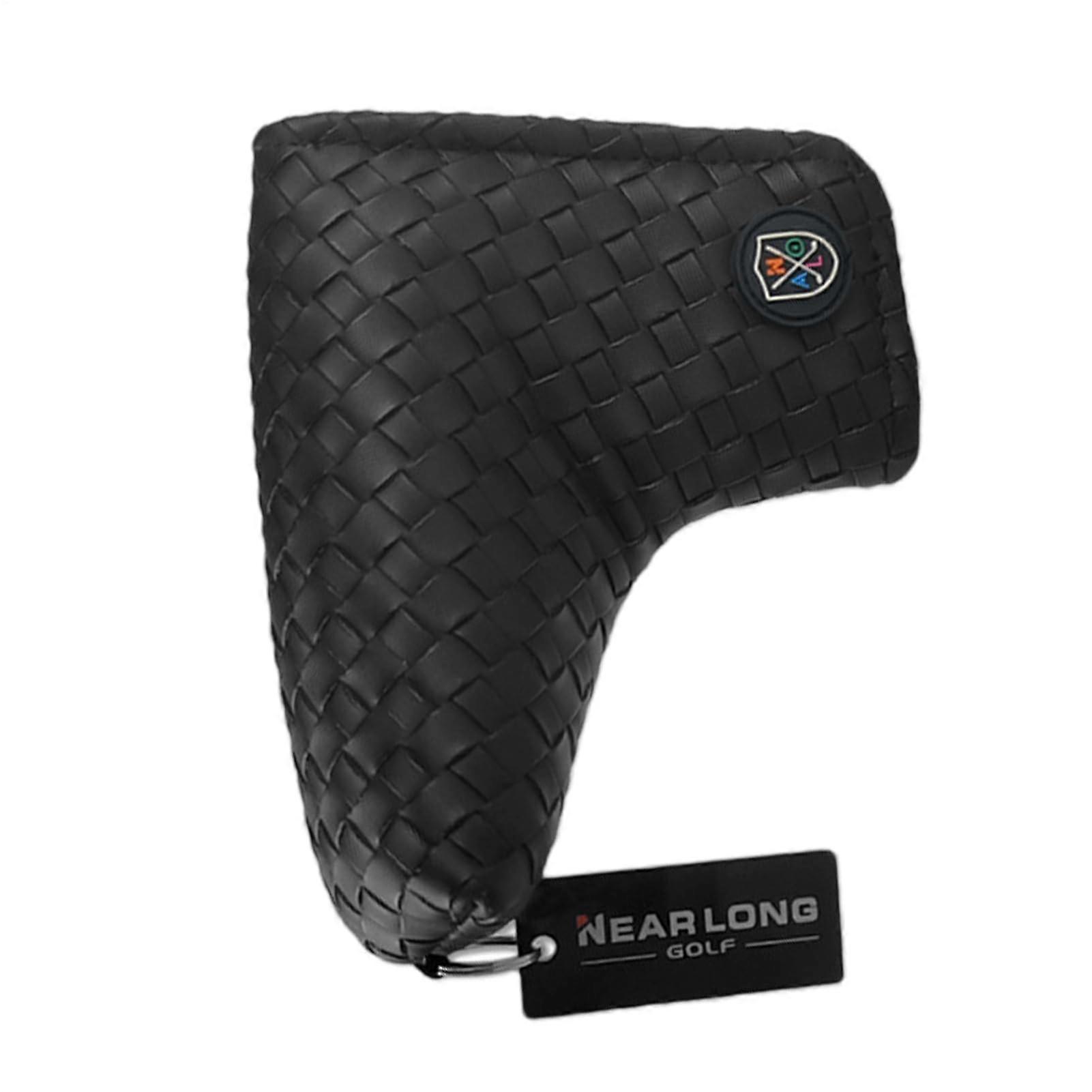 Golf Putter Cover Magnetic Closure Waterproof PU Leather Headcover with Woven Pattern