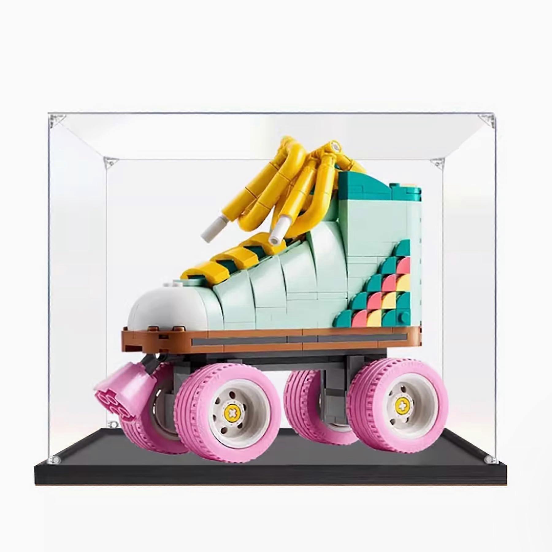 Display Case for  31148 Retro Roller Skates, Dustproof Acrylic Showcase with Sleek Black Base