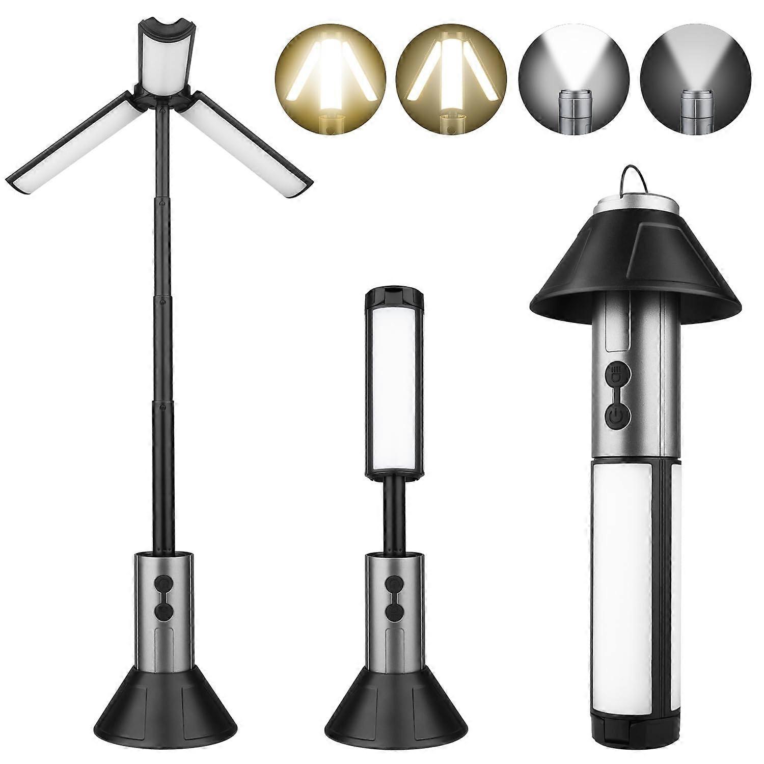 Rechargeable Camping Light with Tripod, Cordless LED Work Light, Triple Adjustable Heads, 3000mAh