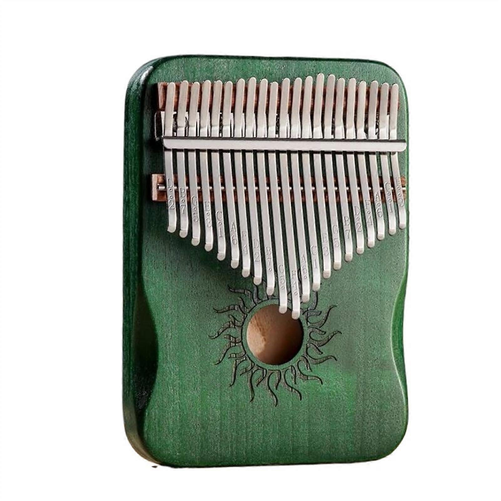 Kalimba Thumb Piano 21 Key Solid Maple Wood Beginner Friendly Green with Tuning Accessories