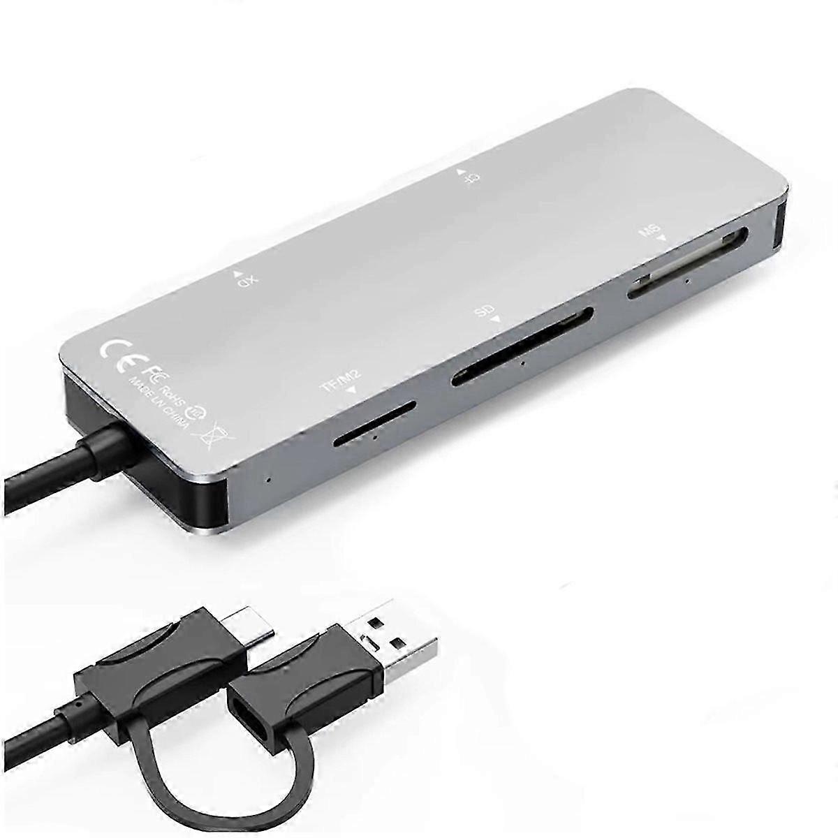 Multifunctional Memory Card Reader Type-C & USB A Card Reader XD++MS+SD+TF/M2 Reader Multi-Card Read